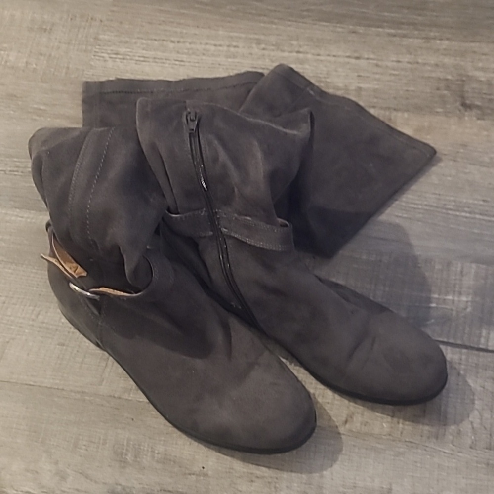 EUC Corso Como Lennox Gray Suede Stretchy Over Knee Boots Women's Sz 9.5M